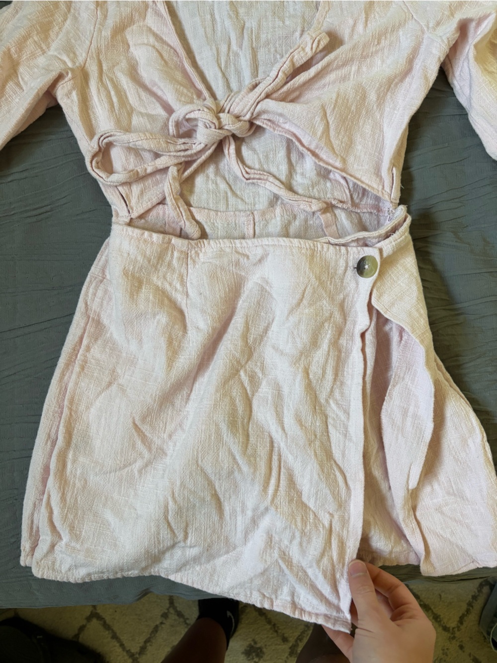 Urban Outfitters Light Pink Two-Piece Wrap Romper - Picture 3 of 8